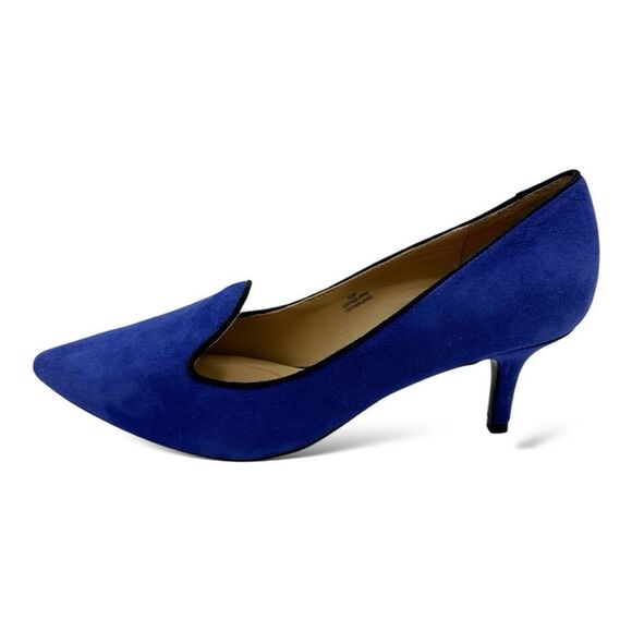 Isaac Mizrahi New York Joy Cobalt Blue Suede Pump Kitten Heel Pointed Toe Sz 7.5 - Picture 1 of 13